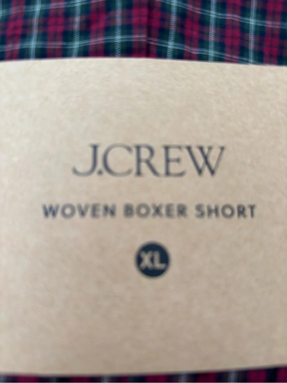 J. Crew Red and Green Plaid Woven Boxer Shorts 💯 cotton